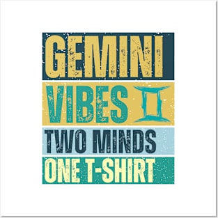 Funny Gemini Zodiac Sign - Gemini Vibes, two minds one t-shirt - White Posters and Art